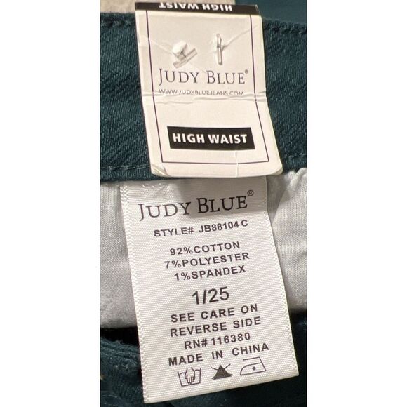 Judy Blue Los Angeles High Waist Wide Leg Crop 1/25, Teal Green,‎ JB88104C, New - Picture 5 of 12